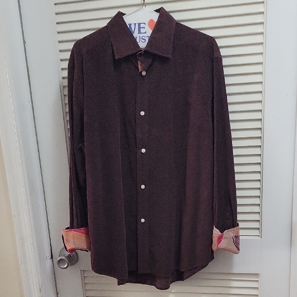 Robert Graham Men's Brown Corduroy Button-Up Shirt